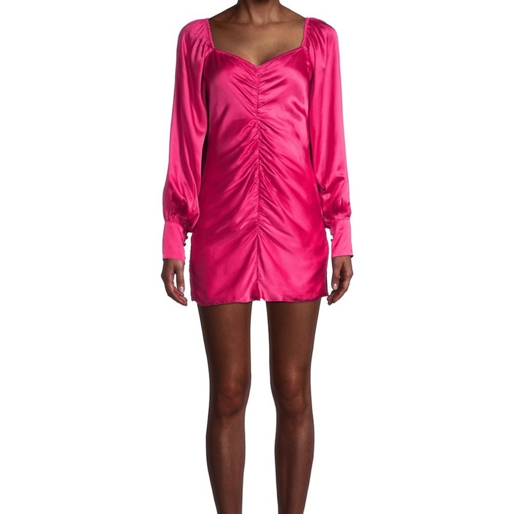 Rococo Sand gathered satin mini dress